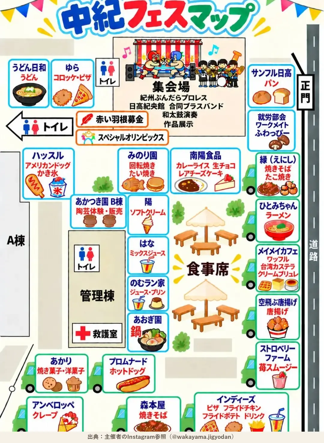 第16回中紀フェスティバル 主催者の店舗名入り会場図